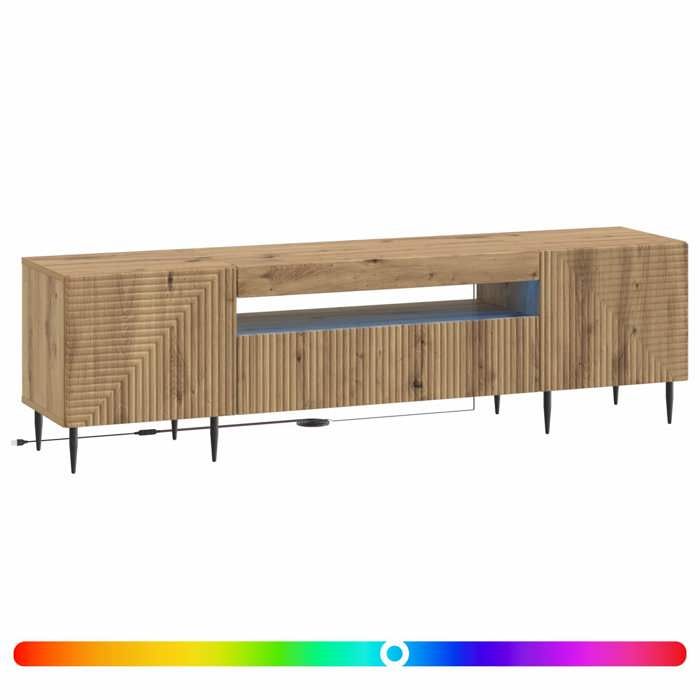 Meuble TV LED Chêne artisanal Bois dingénierie - vidaXL - bois d’ingénierie - Éclairage LED - Design contemporain 511280