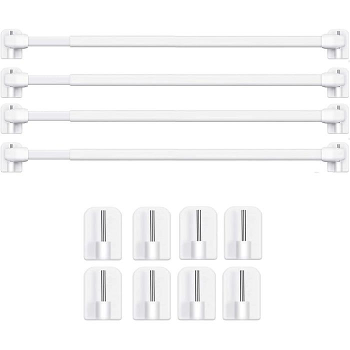 Tringles à Rideau en Métalliques Extensibles et Régbles Sans Perçagepour Fenêtres et Armoires 4PCS 80 140cm TRINGLE