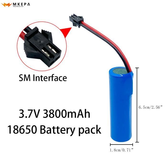 Batterie 3.7 V 3 pièces-Batterie Lithium-ion Rechargeable 3.7v, 3800mah 18650 Avec Prise De Remplacement Et L