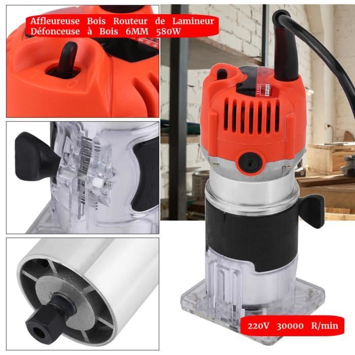 Défonceuse Affleureuse 800W 30 000 Tr/min - Pro Avec 15 Fraises 1/4'' Carbure + Coffret Bois - Chanfrein, Rainure, Coupe Précise