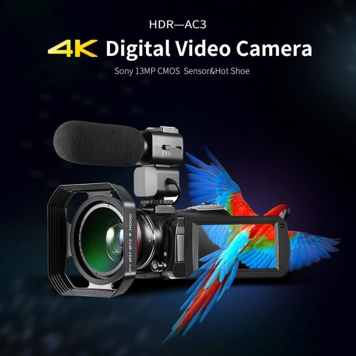 Camera Video Ordro Ac3 4k Ultra Hd 60fps Avec Microphone Externe