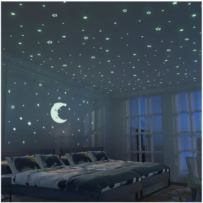 Etoiles Phosphorescentes Etoile Fluorescente Lune Adhésifs Muraux - 300  Pièces Fluorescents pour réaliser Un Ciel étoilé[560] - Cdiscount Maison