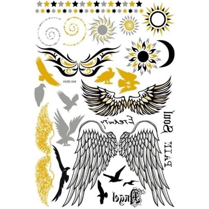 Planche De 12 Tatouages éphémères Métallique Waterproof. Tatoo