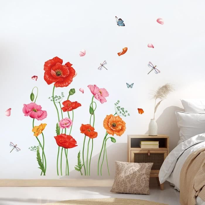 Stickers Muraux Coquelicots Autocollants Muraux Mural Stickers