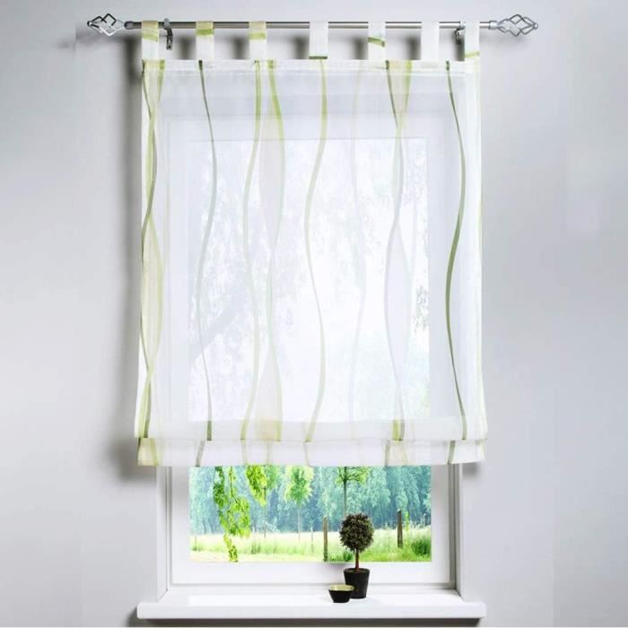 Store Romain Simpvale 60x120 Cm - Tulle Brodé à Fleurs, Semi-Transparent - Pour Fenêtre Intérieure