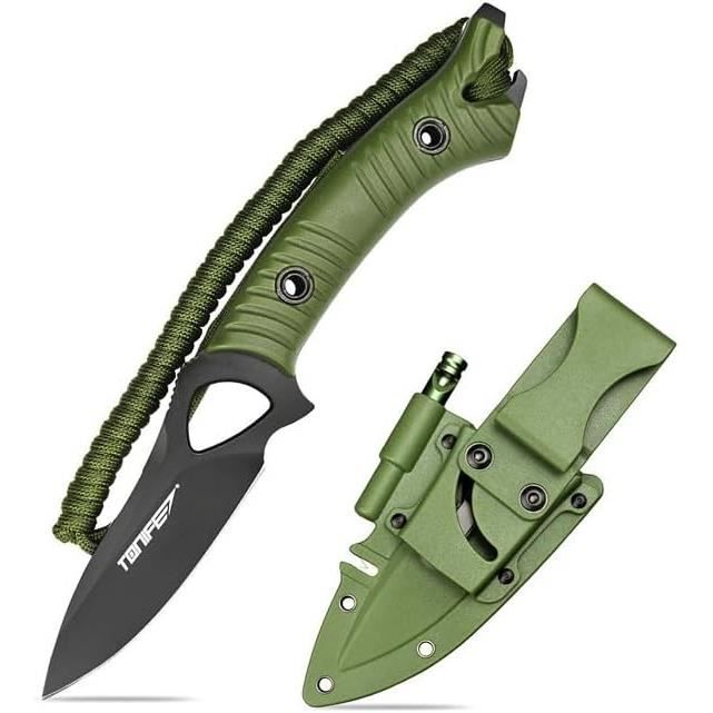 Couteau De Chasse Masano Toyokuni - Lame Fixe En Acier Blanc, Manche Cordé Vert, Fabriqué Au Japon