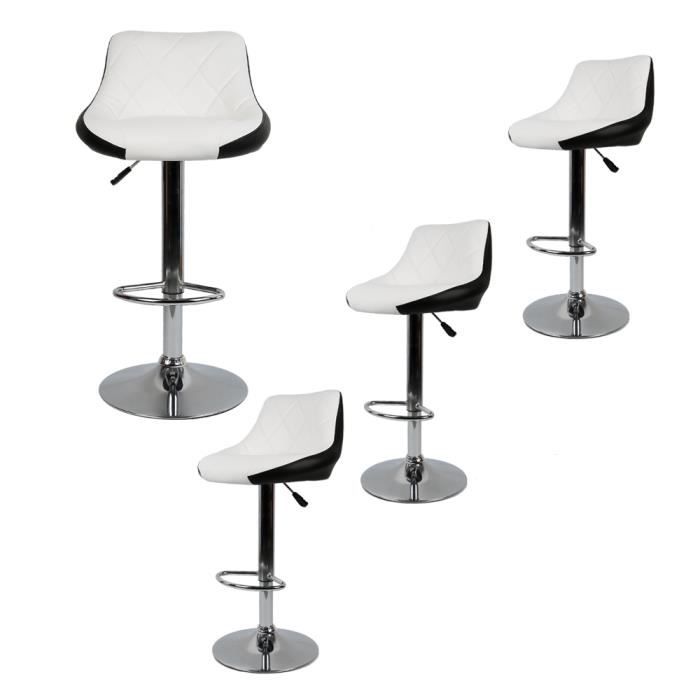 Keke Lot De 4 Tabouret De Bar Confortable En Cuir Synthetique Pivotantes Et Reglables En Hauteur 59cm 79cm Noir Et Blanc Achat Vente Tabouret De Bar Cdiscount
