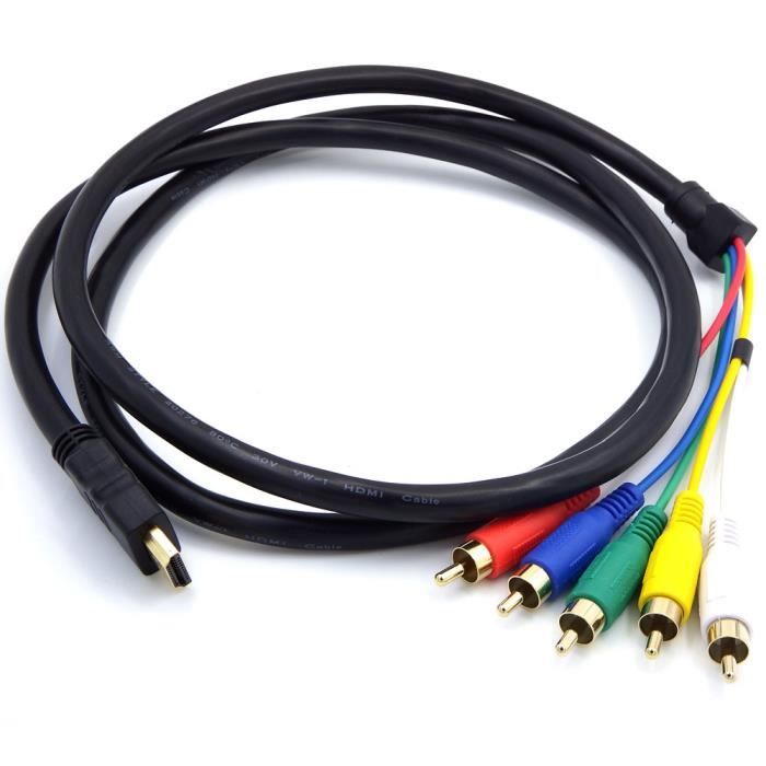Hdmi A 5 Rca Male Audio Video Component Convert Cable Pour Hdtv Tv Box 1080p Dvd Cable 148 Prix Pas Cher Cdiscount
