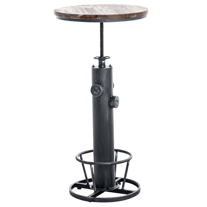Table haute table de bar style industriel hauteur reglable 100 123 cm repose pieds argente TAB10024 Table haute table de bar style industriel hauteur reglable 100 123 cm repose pieds argente TAB10024