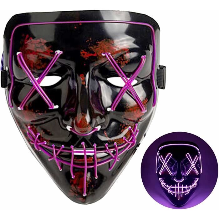 LED Masque Halloween,Effrayant LED Masque Visage,La Purge Masque Lumineux 3  Modes d'éclairage,Halloween Masque LED Pour les C[~30] - Cdiscount Jeux -  Jouets