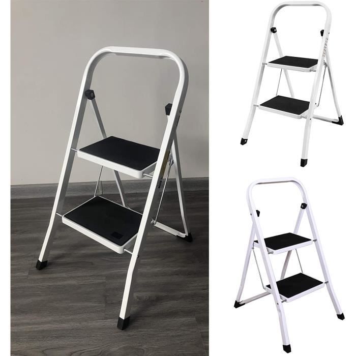 Garde Corps Escabeau 3 Marches Pliable Avec Rampe De Sécurité - 150 Kg