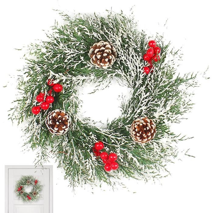 QYiiD Couronne De Noël Rouge En Sucre D'orge De 50,8 Cm, Couronne De Noël à Suspendre Au Mur, Décoration De Porte D'entrée De Noël, Guirlande