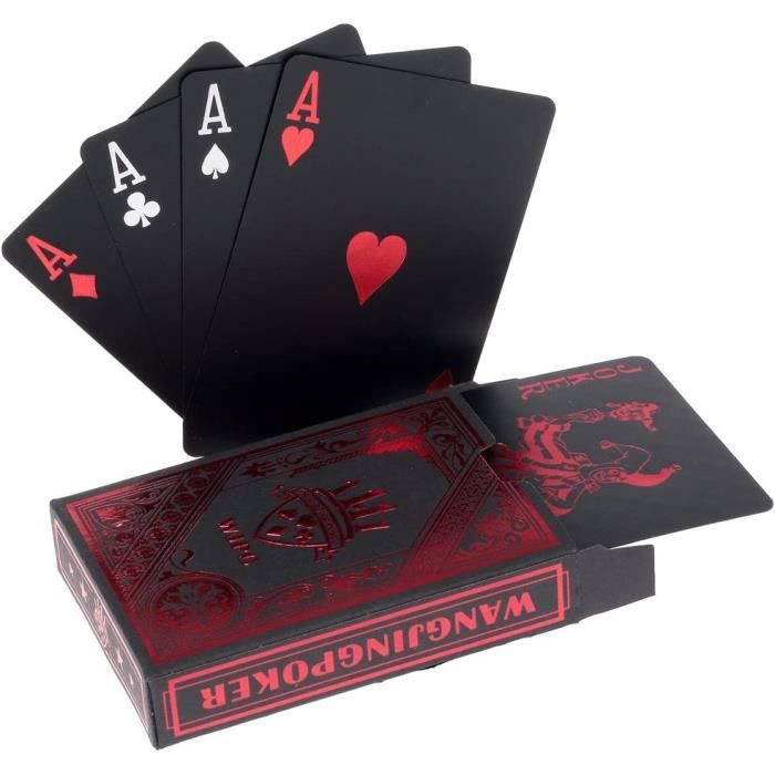 Jeu société - plateau,Cartes de jeu en plastique noir et or,poker,Texas Hold'em,résistantes à l