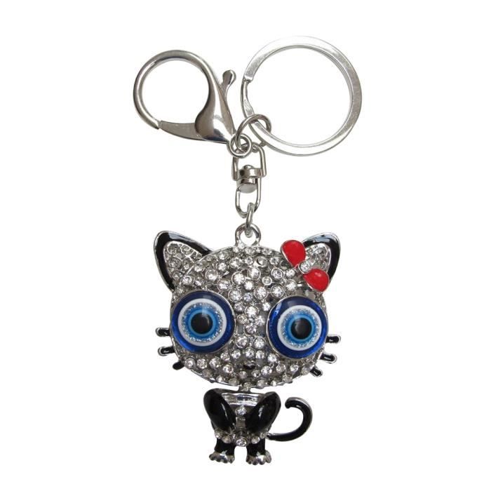 Bijoux De Sac Porte Cles Motif Chat Avec Grosse Tete Fun Noir Cdiscount Bagagerie Maroquinerie