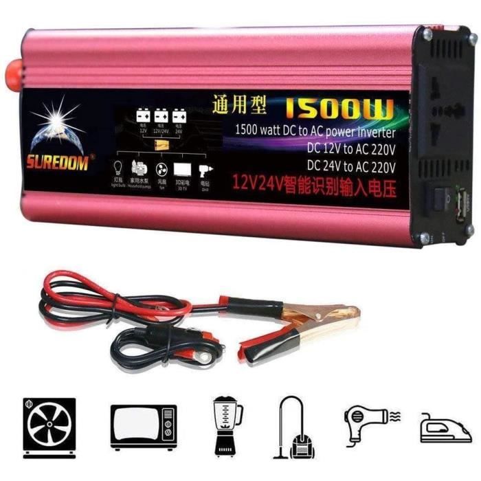 Akozon convertisseur de puissance de voiture 1500W DC 12V à AC 220V