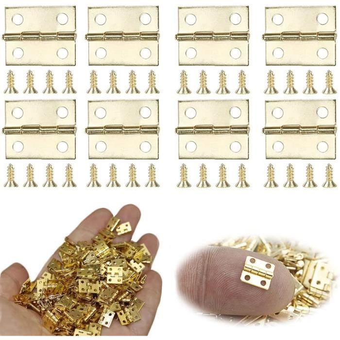 100 Pièces Petite Mini Charnières, Métal Charnière, Charnières Vintage avec Vis, pour Boîte à