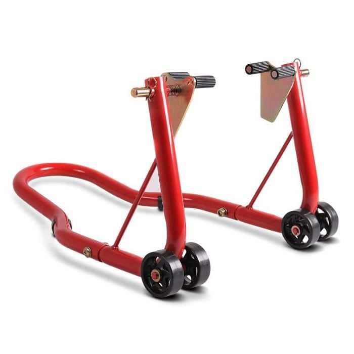 Béquille Moto Avant sous Colonne de Direction ConStands Front Head Classic Rouge adapteurs INCL.