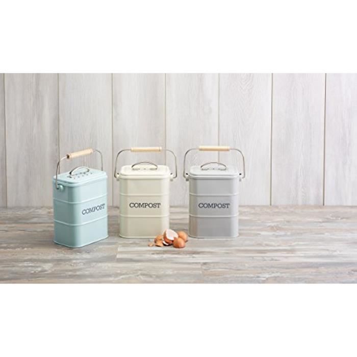 Living Nostalgia Poubelle A Compost En Acier Bleu Vintage 3 L 5942