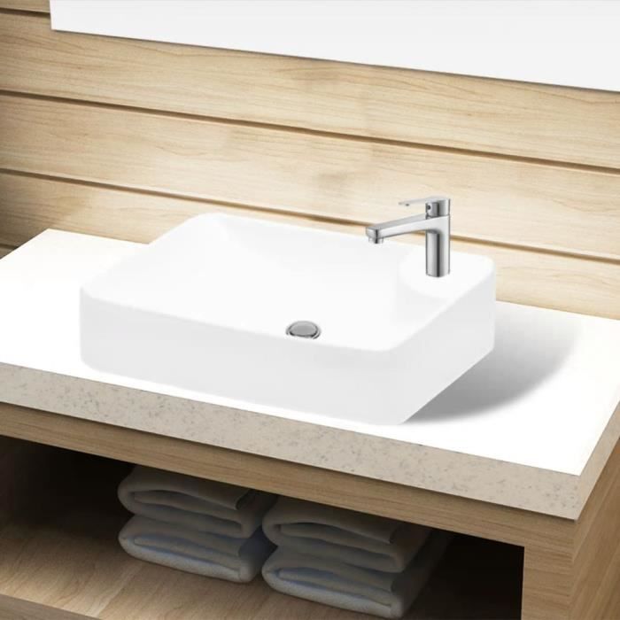 Lavabo céramique - Diamètre vidange 45cm - Diamètre robinet 35cm