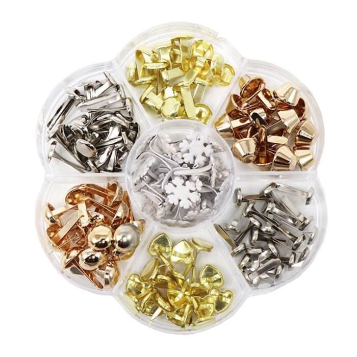 120 Attaches Parisiennes Mini (brads) Métal Doré - 8,3 X 17 Mm, Pour Scrapbooking, Bricolage, Reliure