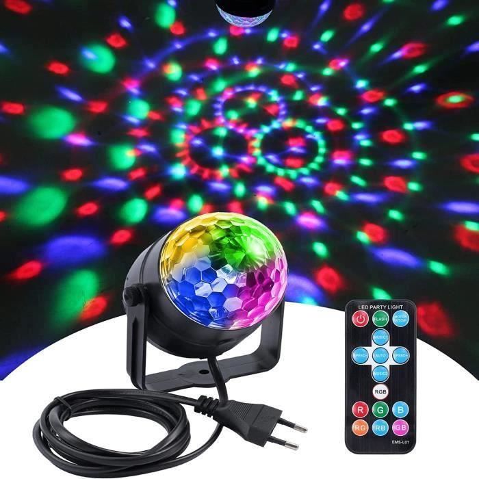 Boule Disco Jeu de Lumiere Soirée DJ 3 Modes 7 Couleur Lumière Fête RGB LED  Rotative à 360° Lumières de Scène avec [59]