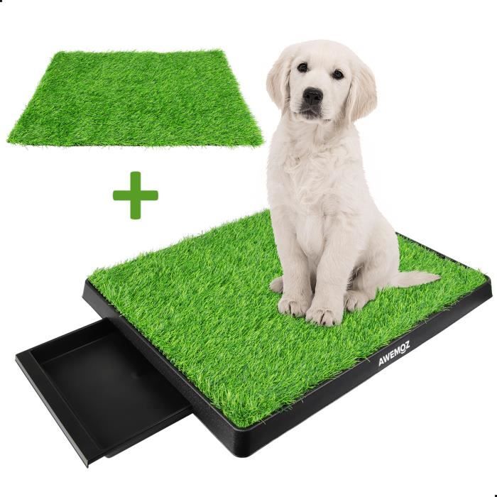 toilette portables pour chiens awemoz - 2 tapis 64x52x7,5cm - bac à litière intérieur domestiques tapis d’herbe