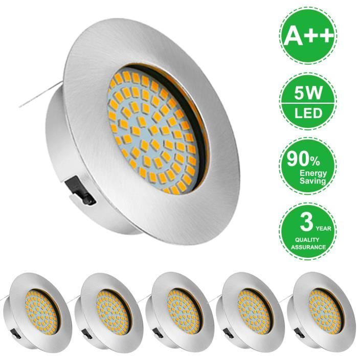 Gr4tec 6 x 5W Spot Led Encastrable Blanc Chaud 2800K, 30 mm Spot Led Extra  Plat, 400LM 230V Spot Plafond, 68 x 2835 SMD IP20 - Cdiscount Maison