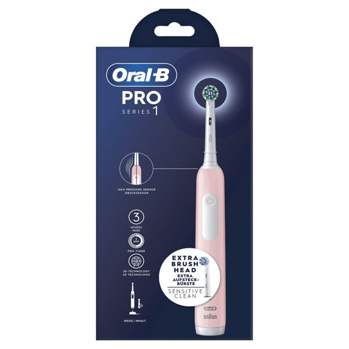 Brosse à dents électrique - Oral-B - Series Pro 1 - Rose - 3 modes - Capteur de pression