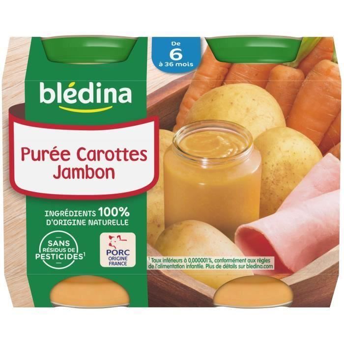 Lot De 3 Bledina Petits Pots Puree Carottes Jambon 2x0 G Des 6 Mois Achat Vente Legumes Cuisines Lot De 3 Bledina Petits Pots Puree Carottes Jambon