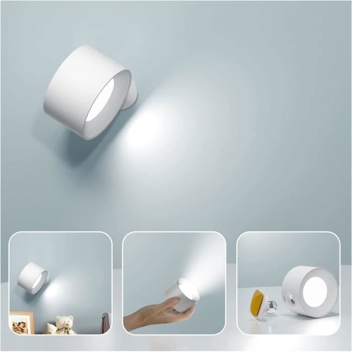 Appliques Murales LED Anmossi 2 Pack - Touch, Rotatives 360°, Port USB | Parfaites Chambre, Escalier