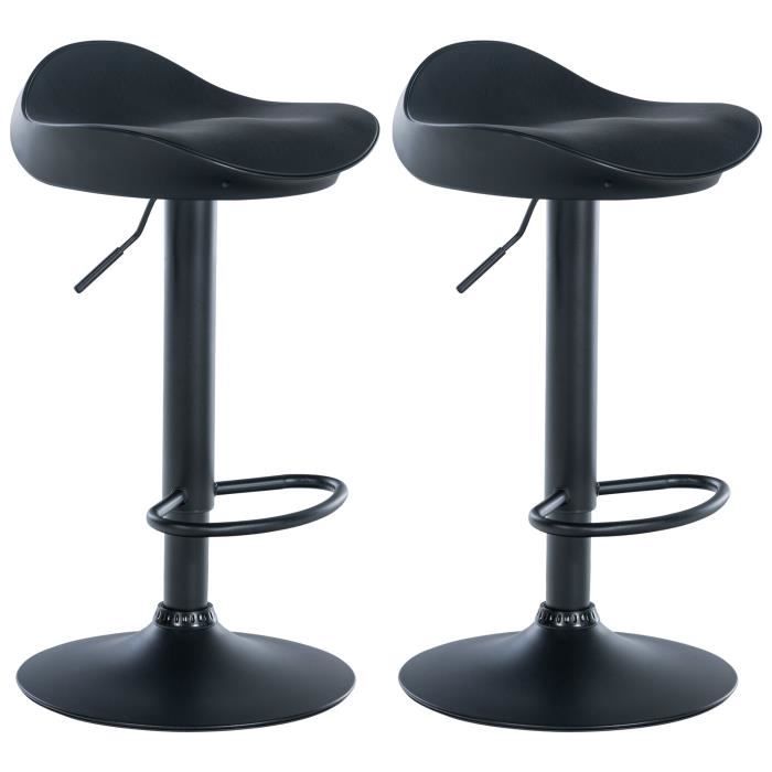 Lot de 2 Tabourets de bar Alisson en Similicuir Coque Plastique Pied en Métal Noir Lot de 2 Tabourets de bar Alisson en Similicuir Coque Plastique Pied en Métal Noir
