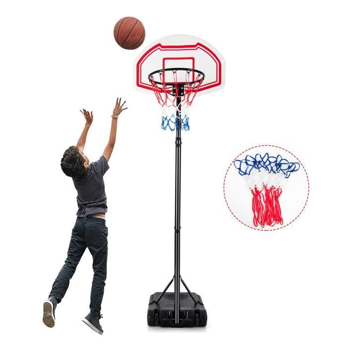 Panier De Basket Tectake Réglable (230-305 Cm) Avec Ballon Et Pompe, Noir