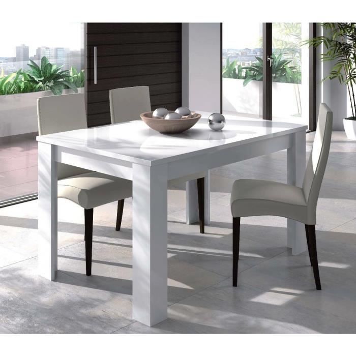 table à rallonge midland - dmora - blanc brillant - rectangulaire - 8 personnes - 140-190x90h78 cm