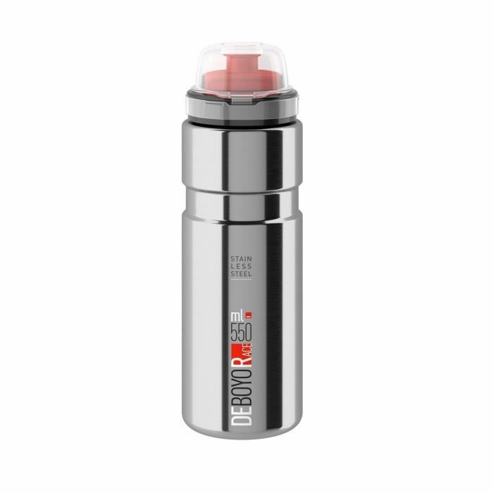 Elite Deboyo Race — Bidon inox 550 ml gris double paroi isolant 2 bouchons