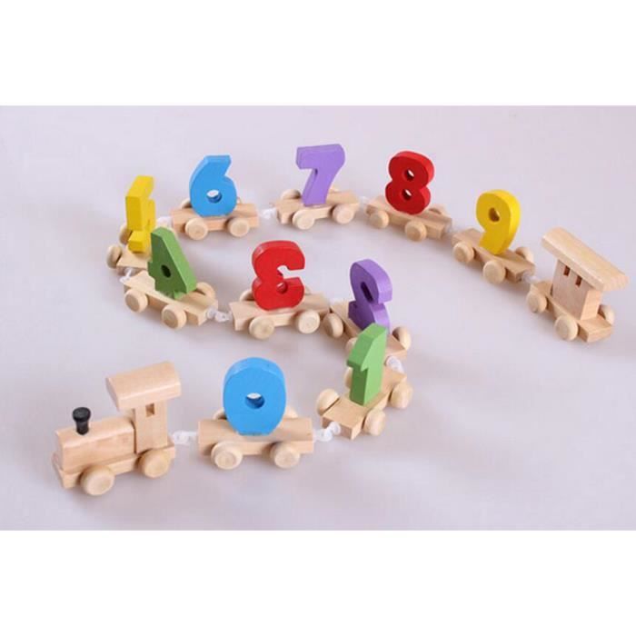 Jouet Educatif De Bebe Enfant En Bois Petit Train Numero Chiffre 0 9 Amusant Cdiscount Jeux Jouets