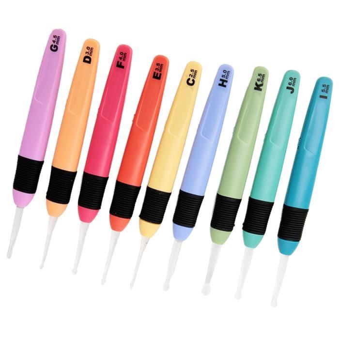 Kireina Kit Crochet 9 En 1 Lumineux LED – Crochets Interchangeables 2.5-6.5 Mm + Lumière USB Rechargeable