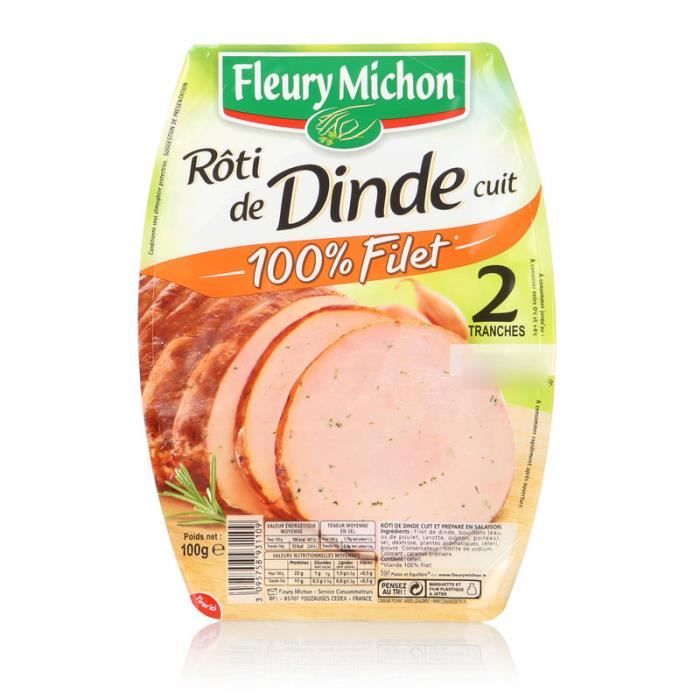 Roti De Dinde Cuit 100 G Fleury Michon Achat Vente Roti Cuit