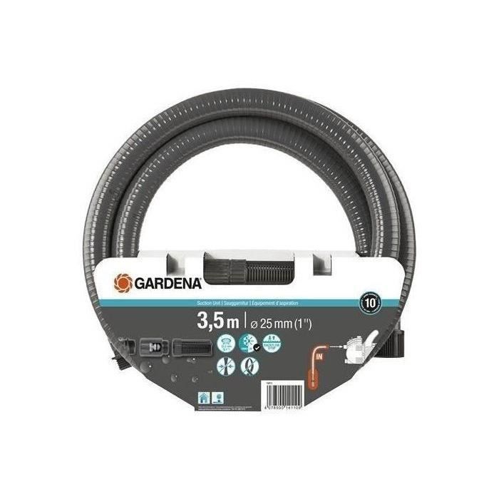 GARDENA Équipement d'aspiration – Longueur 3.5m – Ø25mm – Raccordement étanche pour pompe – Résistan