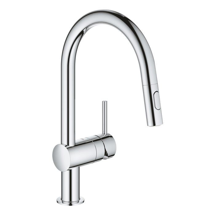 Mitigeur d'évier GROHE MINTA BEC C douchette 2 jets Chromé Laiton 223mm profondeur