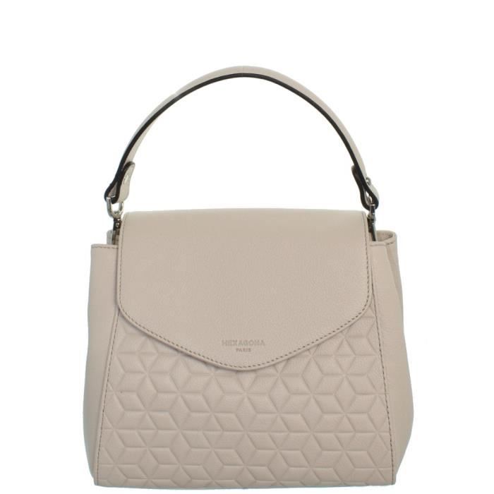 Sac A Main Hexagona En Cuir Ref Xga43167 Ivoire 23 20 13 Blanc Achat Vente Sac A Main Hexagona En Cuir Cdiscount