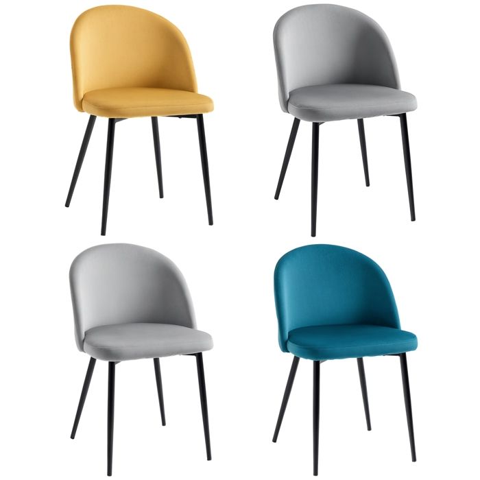 HOMCOM - Chaise de Salle à Manger - Velours - 49x50x77cm - multicolore