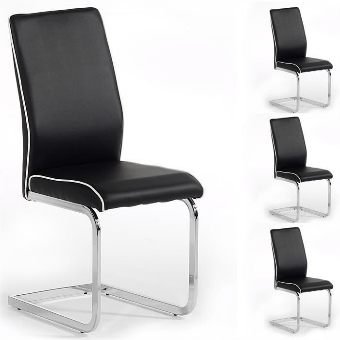 Lot de 4 chaises JIMENA noir  Cdiscount Maison