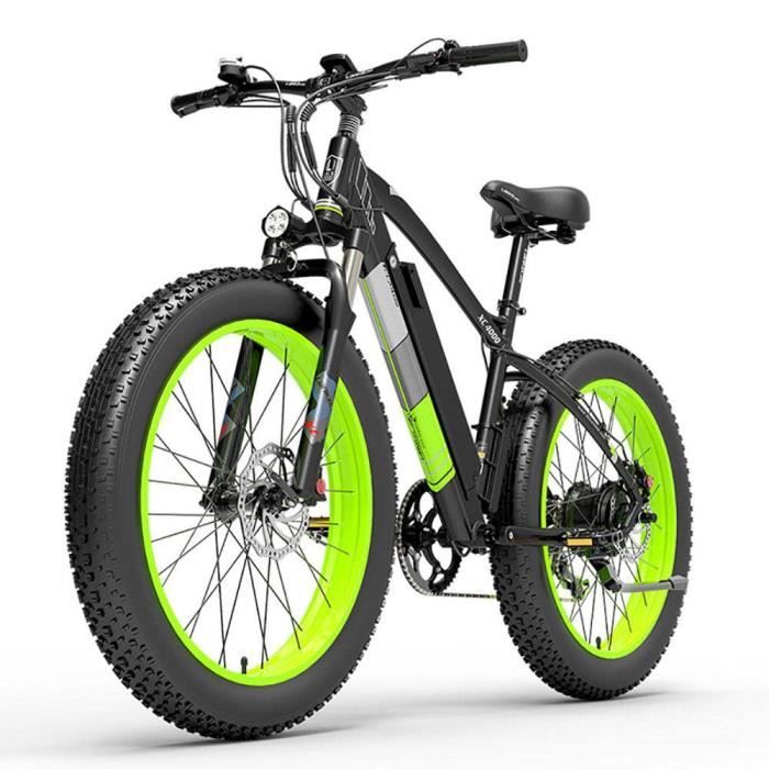 Vélo électrique LANKELEISI XC4000 1000W - Noir et Vert - Batterie 17.5ah - 105km