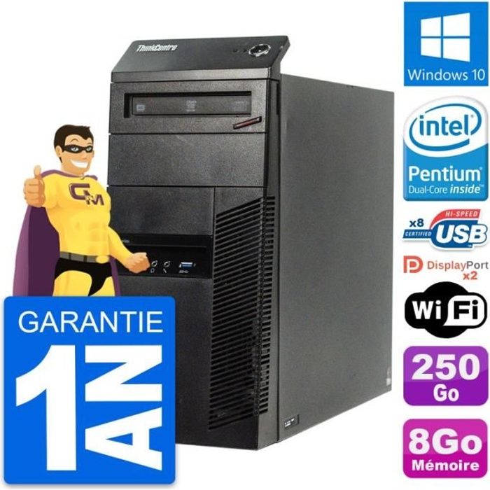 PC Tour Lenovo ThinkCentre M83 Intel G3220 RAM 8Go Disque 250Go Windows 10 Wifi