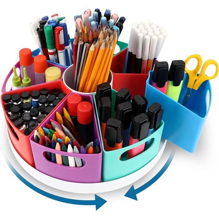 Organisateur De Bureau En Bois Et Plastique - Compartiments Amovibles, 18x14.3x9.5cm | Rangement Stylos, Maquillage