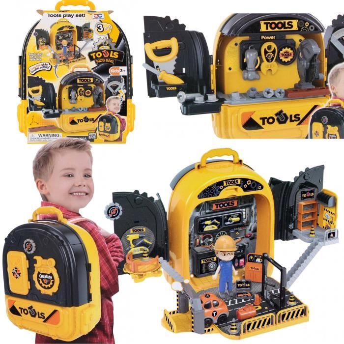 Kit Jardinier 3-en-1 Pour Enfants – Tondeuse, Souffleur Et Tronçonneuse – Sons Et Lumières – Gilet Porte-outils Inclus – Cadeau 3-8 Ans