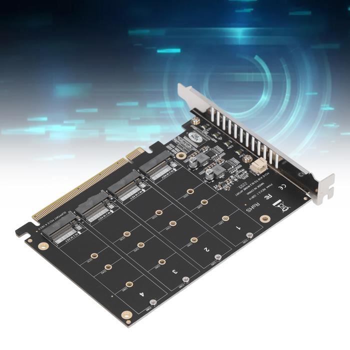 Carte Adaptateur 4 Ports M.2 NVMe SSD Vers PCIe X16 - Extension 4 Baies M Key Haute Performance