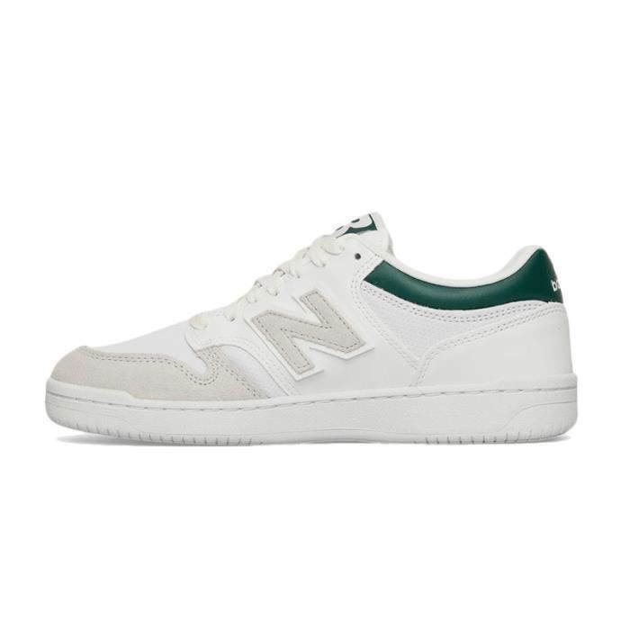 New Balance Basket New Balance BB480 - Réf. BB480-LKD - Blanc Beige Vert - Tige en cuir - Fermeture à lacets - Contrefort