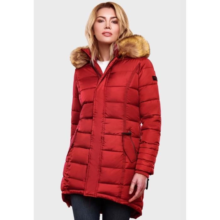 Veste Femme Navahoo Papaya Rouge Marque Navahoo Fermeture zippee Fausse fourrure amovible
