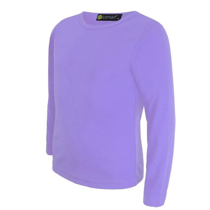 LOTMART Pour Enfants Uni Basique Haut Manches Longues Gar on Fille